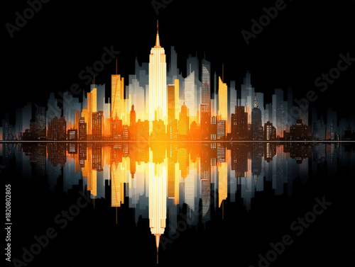 New York City skyline silho...