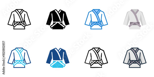 Judo Gi icon set multiple style collection 
