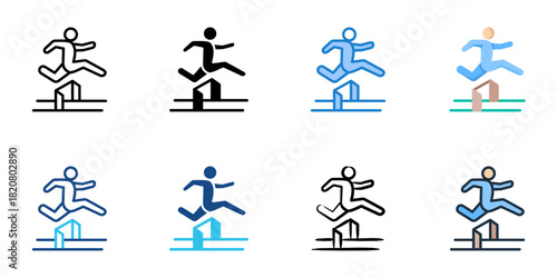 Obstacle Jump icon set multiple style collection 
