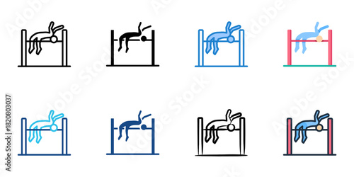 High Jump icon set multiple style collection 
