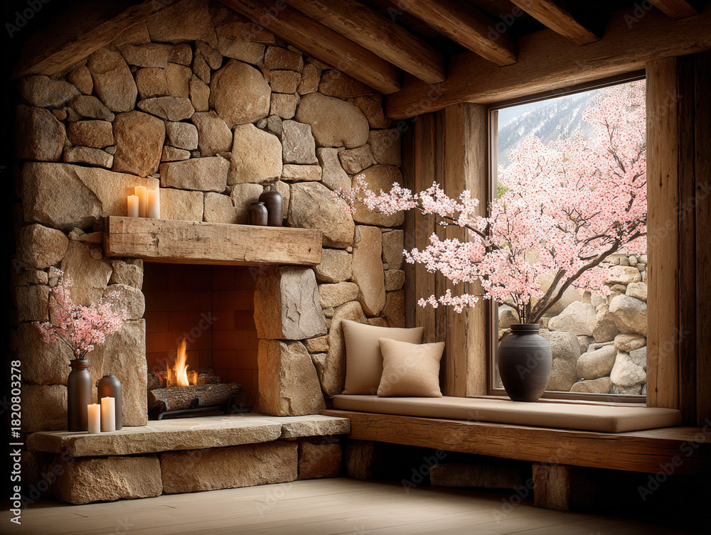 Naklejka premium peaceful fireplace scene