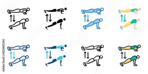 Push Up icon set multiple style collection 
