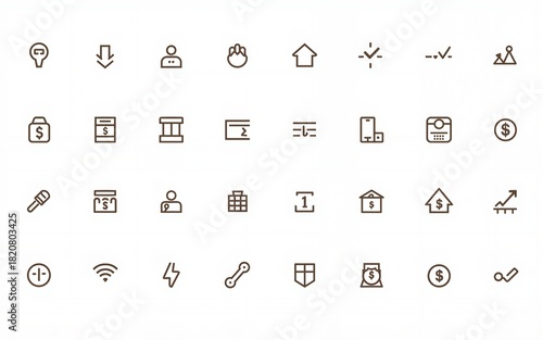 Set of 1000 Business icons. Business and Finance web icons in line style. Money, bank, contact, infographic. Icon collection. Vector illustration. High quality