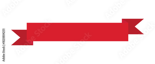 Red ribbon banner label isolated on transparent background for text