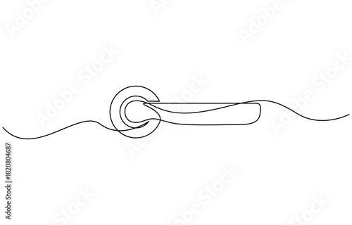 Door knob continuous one line drawing, Door outline drawing illustration. Isolated on transparent background
