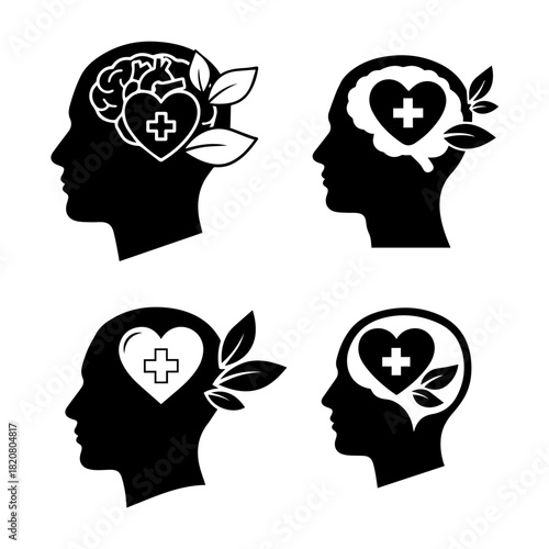 mental health silhouette pack icons