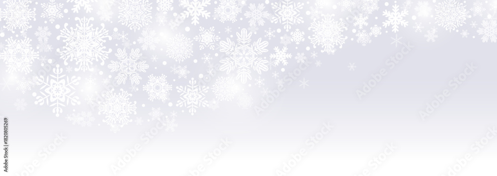 Fototapeta premium 幻想的な冬の背景イラスト 白くぼやけた雪の結晶のイルミネーション 