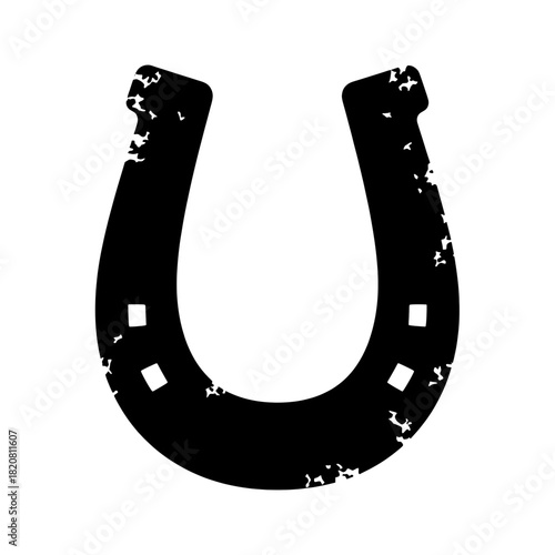 Distressed black horseshoe icon