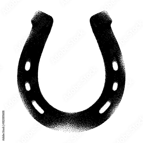 Black horseshoe icon with distressed texture