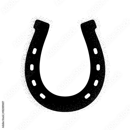 Black silhouette of a horseshoe with a distressed texture