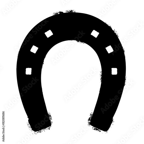 Black silhouette of a horseshoe with nail holes
