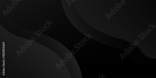 Dark black background abstract 3D geometric with wave effect decoration. Vector illustration