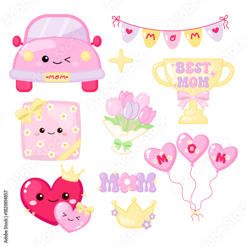 Cute mother's day lovely present and decoration clipart