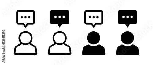 Voice and Speaking Icons Set. Communication, Chat, Microphone, Podcast, Sound Symbols