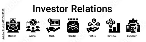 Investor Relations banner web icon vector illustration concept for business with icon of Banker, Investor, Cash, Capital, Profits, Revenue.