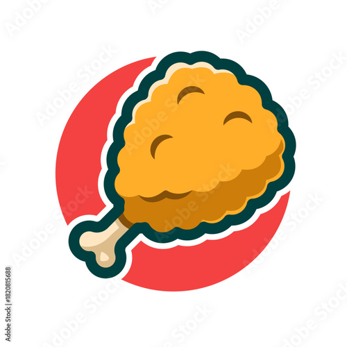 Chicken Thigh Fast Food Cartoon Illustration. Food and Beverage Illustration Theme.