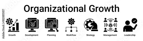 Organizational Growth banner web icon vector illustration concept for business with icon of Growth, Development, Planning, Workflow, Strategy, Management.