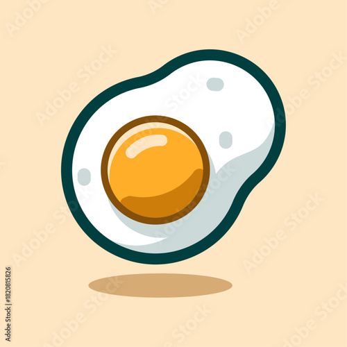 Fried Egg Floating Cartoon Illustration. Food and Beverage Illustration Theme.