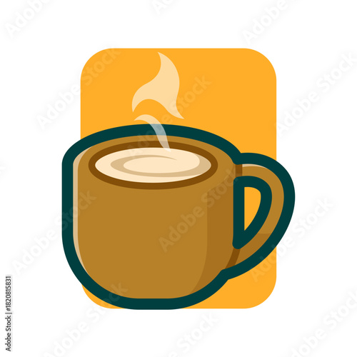 Cappuccino Coffee Cartoon Illustration. Food and Beverage Illustration Theme.