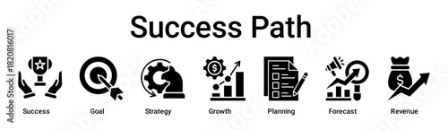 Success Path banner web icon vector illustration concept for business with icon of Success, Goal, Strategy, Growth, Planning, Forecast.