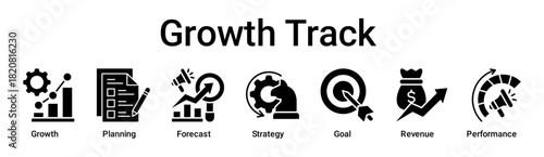Growth Track banner web icon vector illustration concept for business with icon of Growth, Planning, Forecast, Strategy, Goal, Revenue.
