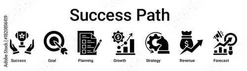 Success Path banner web icon vector illustration concept for business with icon of Success, Goal, Planning, Growth, Strategy, Revenue.