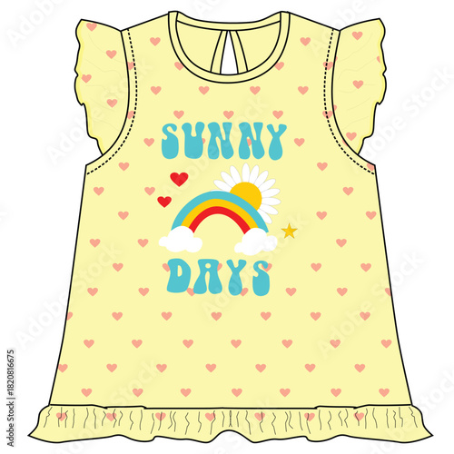 baby girls frocks rainbow pattern print illustrations
