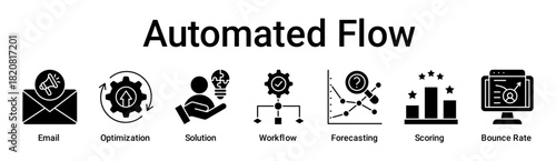 Automated Flow banner web icon vector illustration concept for business with icon of Email, Optimization, Solution, Workflow, Forecasting, Scoring, Bounce .