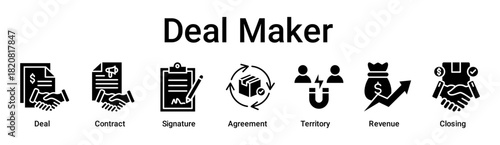 Deal Maker banner web icon vector illustration concept for business with icon of Deal, Contract, Signature, Agreement, Territory, Revenue.