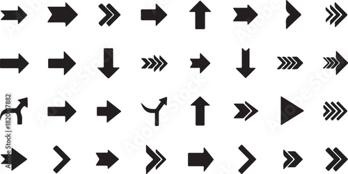 Arrow icon set. arrow. Arrows big black set icons. Modern simple arrows. cursor. different arrow signs. Black direction pointer. Arrow set. Vector illustration set