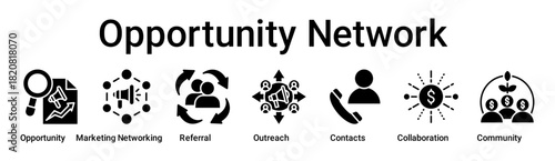 Opportunity Network banner web icon vector illustration concept for business with icon of Opportunity, Marketing Networking, Referral, Outreach, Contacts, Collaboration.