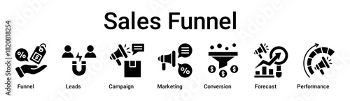 Sales Funnel banner web icon vector illustration concept for business with icon of Funnel, Leads, Campaign, Marketing, Conversion, Forecast.