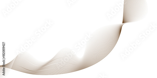 elegant flowing wave lines in soft warm tones on white background, Abstract brown wave line, brown wave curve liner minimalist concept poster illustration,