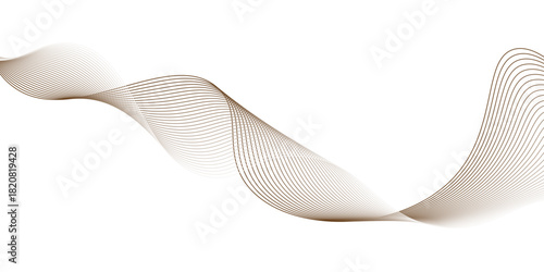 elegant flowing wave lines in soft warm tones on white background, Abstract brown wave line, brown wave curve liner minimalist concept poster illustration,