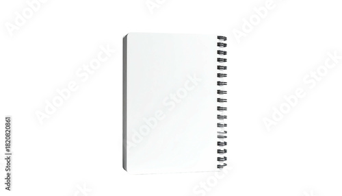 A white spiral-bound notebook with blank pages against a black background