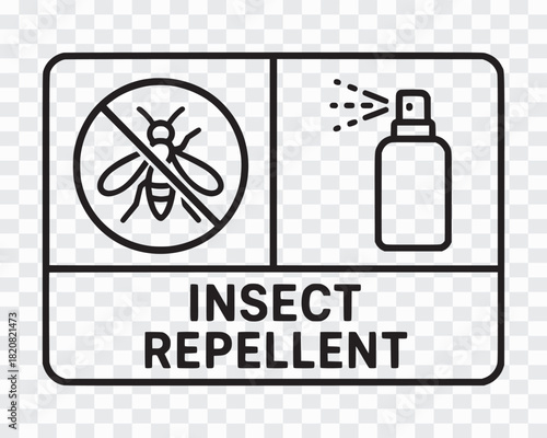 Insect Repellent Spray and No Bugs Sign Bug Repellent Hazard Signs – Outdoor Safety Label Set