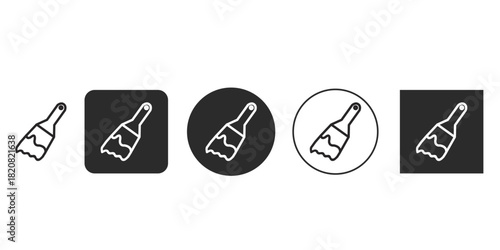 Line art icon of painting brush dripping paint | Vector illustration for home renovation mobile app | Flat monochrome pictogram for construction tools interface
