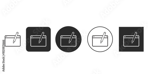 Graphic drawing tablet and stylus outline icons set|Digital art and creative professional tools vector illustration|Modern graphic design equipment for digital drawing apps|Tablet pen input device UI 