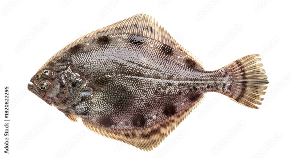 Fototapeta premium A flatfish with spots on transparent background
