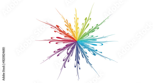 Colorful Burst Abstract Design on White Background, Rainbow Explosion
