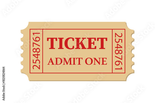 Vintage ticket vector icon. Admit one coupon entrance