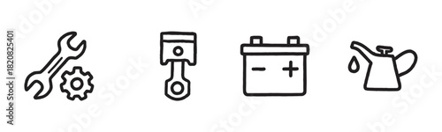 Hand-drawn brushstroke icons of a brain, heart, lotus with a candle, and a smiley face symbolizing mental health, love, mindfulness, and joy in a simple graphic style