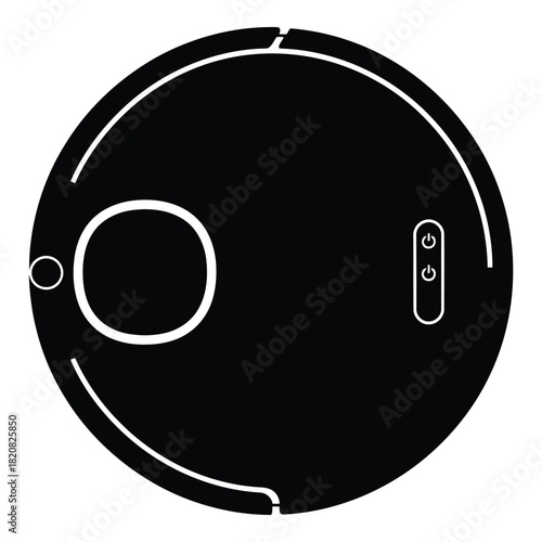 Robotic Vacuum Cleaner Icon, Automated Cleaning Symbol, Intelligent Floor Cleaning Device