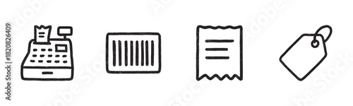 A minimalist set of black silhouette icons representing reading and studying, including an open book, coffee cup, desk lamp, glasses, and a spiral notepad in a row