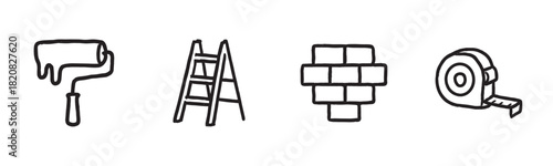 A charming collection of hand-drawn winter holiday icons, including a cheerful snowman, a festive star, a jingle bell, a cozy mitten, and a steaming mug of a hot drink