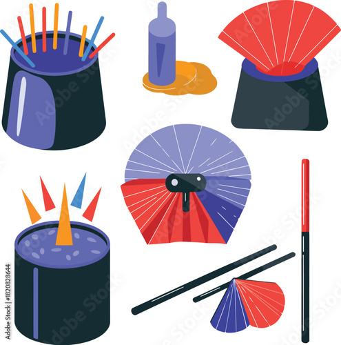 Collection of colorful isometric fireworks and pyrotechnic elements celebration explosion