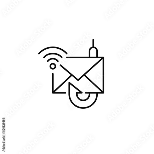 Phishing e-mail and wi-fi. Cybersecurity warning, network attack alert. Pixel perfect, editable stroke vector icon