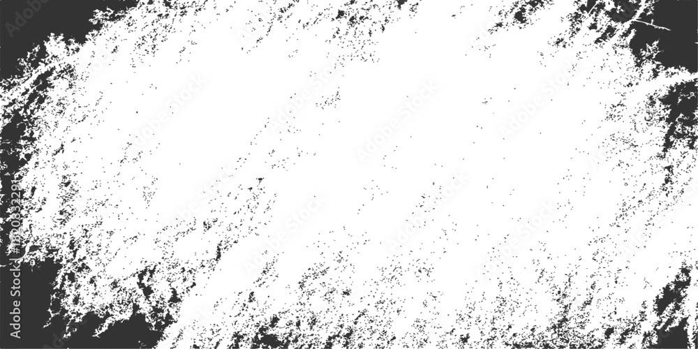 Obraz premium Abstract black and white grunge background texture with paint splatters, ink drops, and a dirty old film pattern