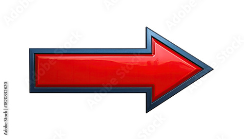 A bright red arrow with a blue outline pointing to the right on a black background