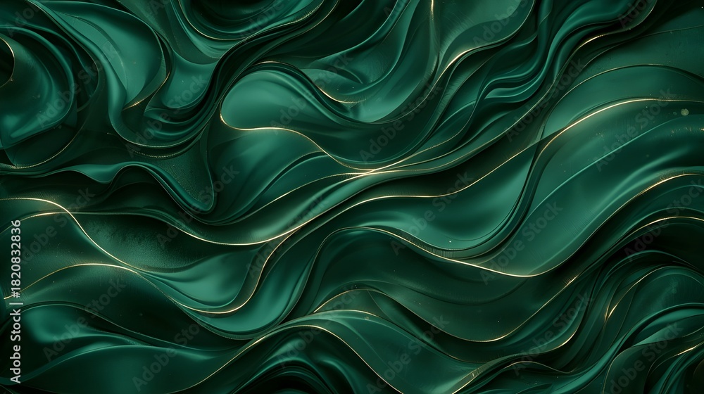 Obraz premium Emerald Gold Dust Fluid Abstract Texture